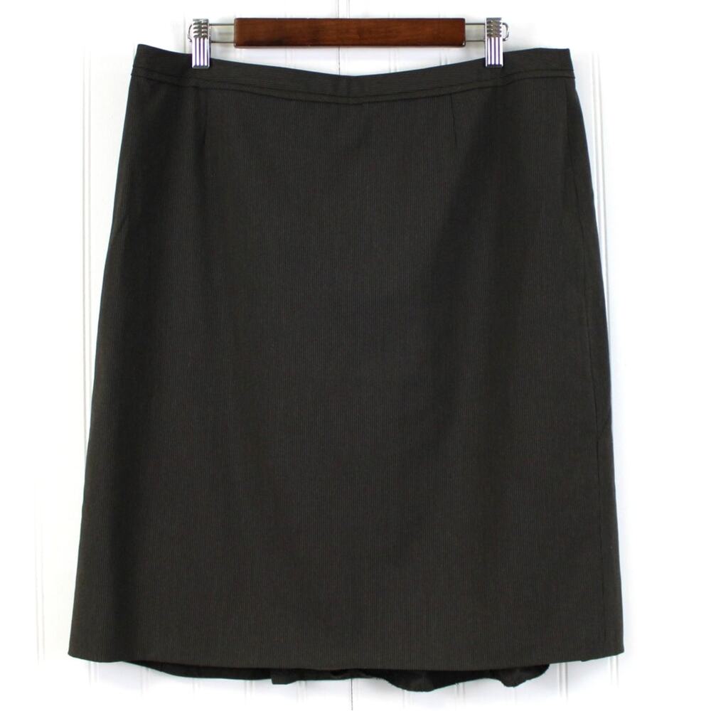 Tahari ASL Womens 14 Skirt Brown Kick Pleat Career Professional Neutral Academia